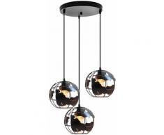 Suspension luminaire industrielle design cage forme globe terrestre noir , métal lustre abat-jour 3