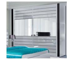 Armoire LINA blanche et noire brillante tout équipée. Meuble design pour votre chambre à coucher