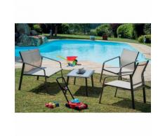 Salon de jardin couleur noisette en aluminium et toile en polyester -PEGANE-