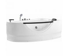 Baignoire balnéo angle côté gauche avec LED 160 cm blanche PALMA
