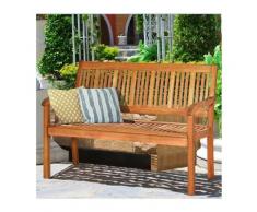 Banc de Jardin d'Extérieur pour 2 Personnes en Bois avec Dossier et Accoudoir Large pour Parc, Bord