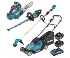 Pack Makita Jardin: tondeuse 36V DLM432 + débroussailleuse 18V DUR190LZX3 + taille-haies DUH502 +
