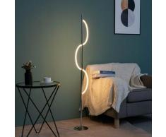 Lampadaire LED chromé design ondulé - Savona - Argenté / Chromé