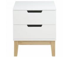 Table de chevet design bois et blanc 2 tiroirs SNOOP
