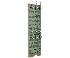 Porte-manteau Mural avec 6 Crochets 120x40 cm HAPPY LOVE