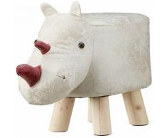 Tabouret chaise pour enfant motif animal rhinocéros beige rembourré avec mousse repose-pieds pieds