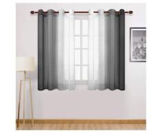Rideau à motif voilage dégradé décor transparent (noir, 132*214cm, avec perforations)