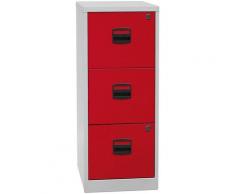 Bisley Home Classeur pour dossiers suspendus PFA, 3 tiroirs, gris clair / rouge cardinal | PFA3F506