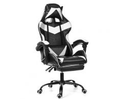 Chaise Fauteuil De Bureau Gaming Gamer Pivotant Racing Inclinable 150° Blanc