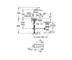 Grohe Eurosmart Mitigeur monocommande 1/2" lavabo Taille S (33265002)