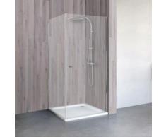 Porte de douche pivotante + paroi de retour, verre 5 mm, profilé aspect chromé, Schulte, 75 x 80 x