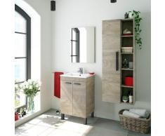 Caesaroo - Meuble de salle de bain sur le sol 50 cm Chêne avec lavabo et miroir | Chêne clair