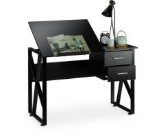 Relaxdays - Bureau avec pupitre inclinable, réglable, table de laptop ou de dessin, 75 x 110 x 55