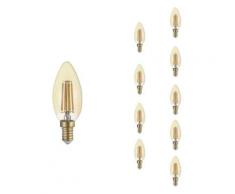 Silamp - Ampoule E14 LED Filament 4W C35 Bougie (Pack de 10) - Blanc Chaud 2300K - 3500K Blanc