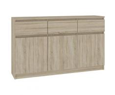 Hucoco - GRACE - Buffet Enfilade moderne salon/séjour 3 tiroirs + 3 portes - 138x99x40cm - Commode