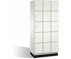 CP Armoire à casiers CAMBIO avec portes en acier - 15 casiers, largeur 900 mm - corps blanc