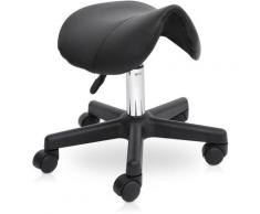 Tabouret de massage tabouret selle ergonomique pivotant 360° hauteur réglable simili cuir noir
