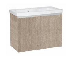Meuble sous vasque avec vasque céramique EOLA - 2 portes - tranche écru 710x580x380mm