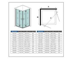 90x90x185cm porte de douche pivotante à charnière avec un receveur correspondant à la dimension de