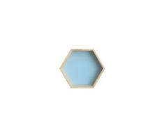 Étagère murale en bois massif présentoir étagère hexagonale en nid d'abeille (petite, bleue)