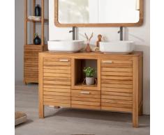 Meuble sous vasque en teck COURCHEVEL 120