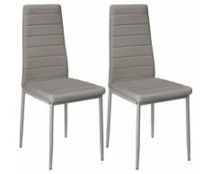 2 Chaises de Salle à manger ou de cuisine Design épuré Cadre en Acier Gris