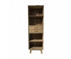 Meubletmoi - Bibliothèque chiffonnier 190 cm 4 niches 2 tiroirs pieds obliques bois pin recyclé