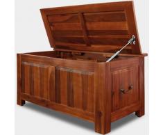 Deuba - Coffre boîte rangement bois malle 85x44x48cm Bois Tropical Acacia