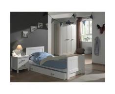 Pack - Lit Enfant, Chevet, Tiroir & Armoire lewis Blanc - Paris Prix