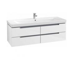 Villeroy et Boch Meuble-lavabo Subway 2.0 A691, Coloris: Blanc brillant, manche : argent mat