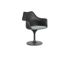 Chaise Tulipe pivotante - Simili Cuir - Coque Noire Gris clair