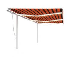 Auvent manuel rétractable avec LED 6x3 m Orange et marron