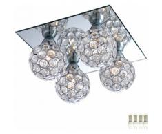 Etc-shop - Plafonnier salon lampe miroir spots boule de cristal dans un ensemble comprenant des