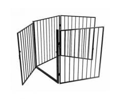 4 pièce Clôture de cheminée pour animaux de compagnie Acier Noir 240*2.5*75cm
