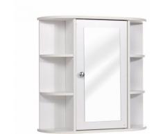 Meuble Armoire Salle de Bain en Mdf Avec Miroir Porte Murale Armoire de Rangement avec étagère