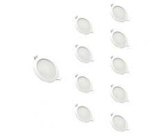 Spot LED Encastrable Rond BLANC 10W Ø115mm (Pack de 10) - Blanc Chaud 2300K - 3500K - SILAMP
