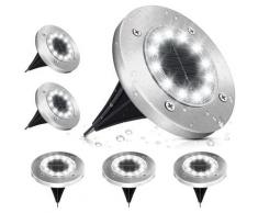 Lampe Solaire Extérieur, Lumière Solaire Jardin 12 LEDs Au Sol Eclairage 6000K Blanc Froid Etanche