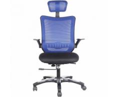 Chaise pivotante de bureau Optima - avec dossier respirant et appuie-tête, bleu