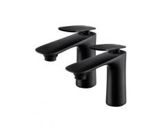 Homelody - 2x Robinet Salle de Bain Noir Robinet de Lavabo en Cuivre Mate Bassin Robinetterie