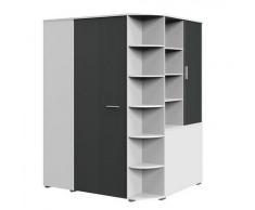 Inside75 - Armoire dressing d'angle VOLVERINE blanc / gris graphite - bi color