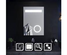 SIRHONA Miroir de salle de bain 70x50 cm Miroir led avec interrupteur tactile Anti-buée éclairage