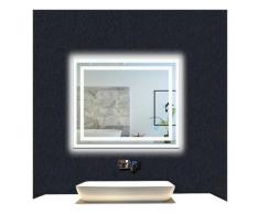 OCEAN Miroir de salle de bain 80x60cm anti-buée miroir mural avec éclairage LED modèle Carré 3.0