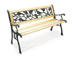 Wiltec - Banc de jardin Banquette Inge en Bois et Fer de fonte Dossier avec Design de roses Deux