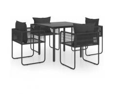 Asupermall - Salon de jardin 5 pcs PVC Resine tressee Noir