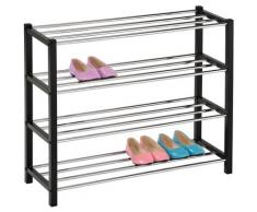 Etagère à chaussures DUBLIN rangement porte-chaussures avec 4 niveaux pour 16 paires en métal
