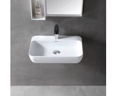 Vasque à poser ou lavabo à suspendre TWG201 en solide surface (Solid Stone) – blanc mat – 60 x 40 x