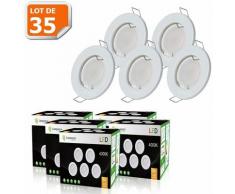 LOT DE 35 SPOT LED ENCASTRABLE COMPLETE RONDE FIXE eq. 50W LUMIERE BLANC NEUTRE