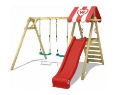 Portique balançoire Aire de jeux Smart Sugar avec toboggan rouge - Wickey