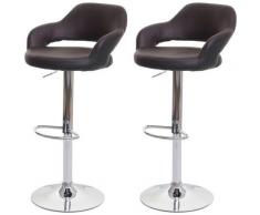 HHG - 2x Tabouret de bar 261, tabouret pivotant, avec dossier simili cuir ~ brun-noir