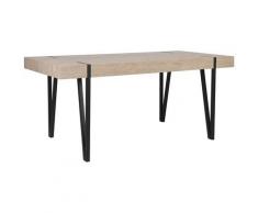 Table de salle à manger 150 x 90 cm effet bois clair et noir ADENA